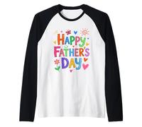 Felice festa del papà divertente figlia ragazza ragazzo ragazzo disegnato a mano Maglia con Maniche Raglan