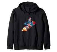 Felice fuochi d'artificio con Razzo Patriottico per Uomo e Donna Felpa con Cappuccio