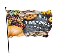 Felice Giorno del Ringraziamento Bandiera da Giardino 3x5 FT Uva Zucche Retro Vecchio Legno Autunno Cibo Poliestere Cortile Bandiere Casa Patio Prato Banner di Saluto per Esterni Interni