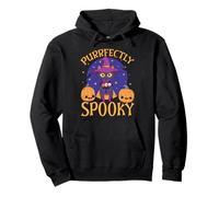 Felice Halloween Cat Proprietario Spettrale Kitty Trucco O Scherzetto Felpa con Cappuccio