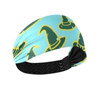 Felice Halloween Witch Hat Blu antiscivolo donne fasce elastiche testa sudore fasce per le donne per il calcio make up Palestra Atletico Sport diademi para mujer