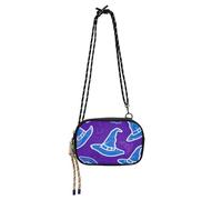 Felice Halloween Witch Hat Viola Carino Crossbody Borse Donna Bellezza con Slot per Carte di Credito Borse a Spalla Donna Fai una passeggiata bolsa para mujer