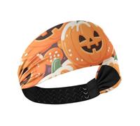 Felice Halloween zucca arancione antiscivolo moda fasce elastiche testa sudore per le donne per ciclismo yoga pallavolo allenamenti