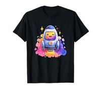 Felice Kawaii Rocket Ship Colorful Space Journey Maglietta