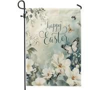 felice Pasqua bandiera giardino bosco naturale fiore farfalla asiatico inchiostro botanico arte grigio lino decorazione festa recinzione verticale vacanza prato doppio lato campeggio stagionale