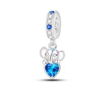 Felice Piccolo Elefante Ciondolo Fascino, 925 Argento Sterling Fascino Braccialetto Accessorio, Compatibile con Braccialetto Pandora Neckalce