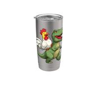 Felice Pollo con Amicizia Costume Dinosauro Bicchiere termico in acciaio inox doppia parete