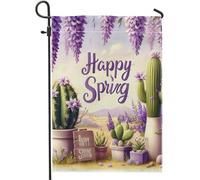 felice primavera giardino bandiera glicine lavanda cactus fiori piante deserto fattoria viola lino prato arredamento doppio lato portico esterno campeggio recinzione parete famiglia vacanze