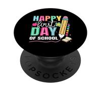 Felice primo giorno di scuola matita insegnante ritorno a scuola bambini PopSockets PopGrip Adesivo