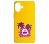 Felice Ridere Sole Dietro 2 Palme Vacanza Fumetto Fumetto Divertimento Custodia per iPhone 16 Plus