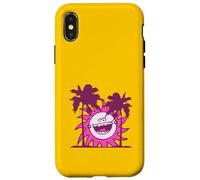 Felice Ridere Sole Dietro 2 Palme Vacanza Fumetto Fumetto Divertimento Custodia per iPhone X/XS