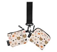 Felice San Valentino Cartone Animato Marrone Leopardo Cuore Portafogli da donna Custodie per carte Minimalista Organizer Borsa con Portachiavi per Lady 2 Pcs para Meter tarjetas de credito