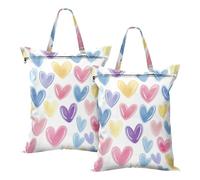 Felice San Valentino colore del cuore borse della lavanderia per il viaggio impermeabile bagnato vestiti borse per yoga palestra 2 pz sporco vestiti borsa per viaggiare con maniglia