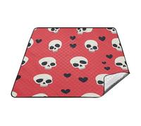 Felice San Valentino Cuore Cartoon Cranio Rosso Impermeabile Stuoia Esterna Portatile Prato Prato Coperta per Outdoorsy Persone Estate Regalo manta para la playa