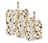 Felice San Valentino marrone leopardo cuore3 Set Imballaggio Organizzatore di Viaggio Borse di Compressione Pieghevole Per Vestiti Abbigliamento Borse di Stoccaggio Uff