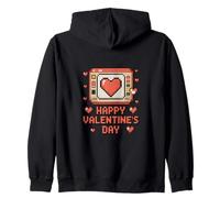 Felice San Valentino Pixel Gamer Cuore Felpa con Cappuccio