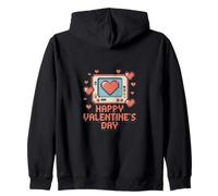 Felice San Valentino Pixel Gamer Cuore Felpa con Cappuccio