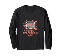 Felice San Valentino Pixel Gamer Cuore Maglia a Manica