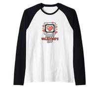 Felice San Valentino Pixel Gamer Cuore Maglia con Maniche Raglan