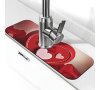 Felice San Valentino rubinetto tappetino per lavello da cucina paraspruzzi 5,5 "× 15" diatomite asciugatura rapida tappetino lavello vassoio super assorbente rubinetto ventosa maniglia gocciolatoio