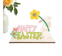 Felice segno della tavola di Pasqua - Decorazione di scaffali di Pasqua in legno, segno di coniglietto della fattoria | Accento dello schermo del tavolo primaverile, decorazione della mensola rustica