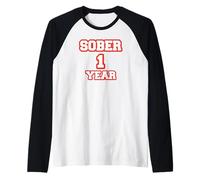 Felice Sobriety 1 Anno Cool Anniversary Red Sobriety Maglia con Maniche Raglan