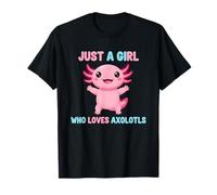 Felice Sorridente Solo Una Ragazza Che AMA Axolotls Carino Kawaii Maglietta