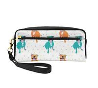 Felice Staffy White, Borsa per il trucco Borsa per cosmetici Borsa da viaggio portatile da toilette Astuccio in pelle per donne e ragazze