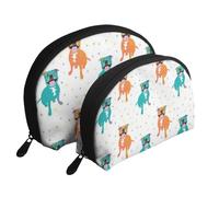 Felice Staffy White, Borsa per trucco a conchiglia Portamonete da donna Borsa da toilette piccola Borsa per cosmetici 2 pezzi