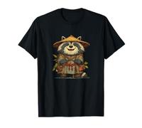 Felice Tanuki con Cappello Giapponese Costume Maglietta