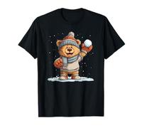 Felice Teddy Bear in Snowball Fight Maglietta