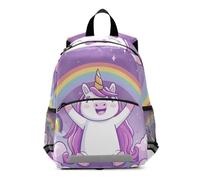 Felice Unicorno Nuvole Arcobaleno Zainetto per L'asilo 3-8 Anni,Zaino Scolastico per Bambini e Bimbi Piccoli,Motivo Cartone Animato