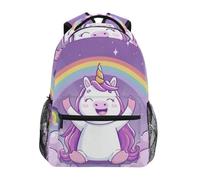 Felice Unicorno Nuvole Arcobaleno Zaino Scolastico per Ragazzi Ragazze,Borse per Libri e Studenti Alla Moda