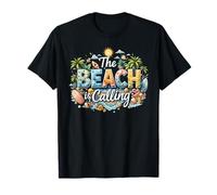 Felice vacanza design conchiglie sabbia La spiaggia chiama Maglietta