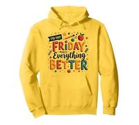 Felice Venerdì Insegnante Friday Rende Tutto Migliore Felpa con Cappuccio, Unisex per Adulti, Limone, XL