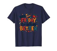 Felice Venerdì Insegnante Friday Rende Tutto Migliore Maglietta, Uomo, Navy, 6XL