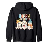 Felice Winterween Carino Fantasmi Inverno Halloween Natale Felpa con Cappuccio