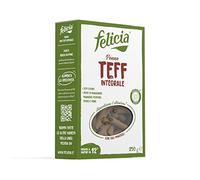 Felicia, Penne Rigate di Teff Integrale, Pasta Biologica Ricca Fonte Fibre, Ferro, di Magnesio e di Fosforo, Conserva il Gusto Autentico della Cucina Etiope, Vegan, Confezione da 250 g