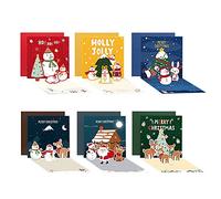Feliciay 6 biglietti di Natale pop-up, divertenti biglietti di Natale pop-up 3D, per familiari, amici, aziende, con buste e adesivi, vari elementi natalizi