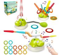 Felicify 3 in 1 Giochi da Esterno, Giochi da Giardino con Lancio Anelli, Razzo Spaziale Giocattolo e Saltare la Corda, Gioco Famiglia per Interno e Esterno