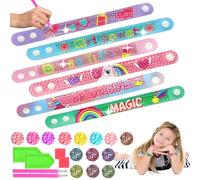 Felicify Bracciale Diamond Painting, 6 Pcs Braccialetti Diamond Painting, Kit Fai da Te Bambina, 5D Diamond Painting, DIY Diamante Painting Bambini Pittura Kit, Regali per Bambina 6-12 Anni (A)