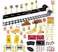 Felicify Segnali Stradali per Bambini, 45pcs Segnali Stradali Giocattolo, Segnalis Stradalis da Cantiere, Barricate di Traffico Simulato, Gioco dei Segnalis Stradalis