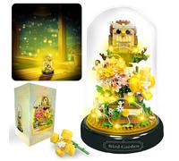 Felicify Set di Blocchi da Costruzione per Bouquet con Luce, 1123 PCS Costruzione di Bouquet di Fiori con Copertura, Micro Blocchi Bouquet di Fiori, Decorazione Della Casa per Adulti e Bambini (Gufo)