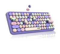 FELiCON 308i Tastiera Wireless Cute Retrò, Tastiera per Computer Silenziosa Bluetooth con Rotondi Punk Compatti 84 Tasti, Texture Opaca, Design Typewriter QWERTY per PC, Mac-Colore Viola