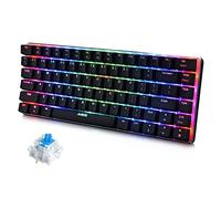 FELiCON AK33 Tastiera da Gioco Meccanica Cablata USB, Blue Switch 80% Gaming Keyboard con Retroilluminazione LED RGB Chroma Compatto a 82 Tasti QWERTY Anti-ghosting per PC, Laptop, Mac-Nero