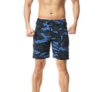 FELiCON Pantaloncini da Corsa ad Asciugatura Rapida, con Tasche con Cerniera, Leggeri e Leggeri, Nero e Blu, XL