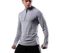FELiCON T-Shirt con Cappuccio a Maniche Lunghe con Zip da Uomo Felpa ad Asciugatura Rapida da Corsa da Jogging T-Shirt da Uomo Strato di Base Abbigliamento Sportivo Felpa con Cappuccio