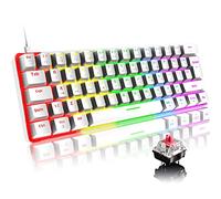 FELiCON x ZIYOU LANG T60 Tastiera da gioco meccanica al 60%, Tastiera Gaming Cablata Type-C, Compact 62 Tasti, 19 RGB Rainbow Chroma Retroilluminato, Red Switch Mechanical Keyboard per PC Mac-Bianco