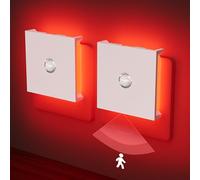 Feliigo Luce Notturna Bambini, 2PCS Luci Notturne, Dimmerabile Luce Notturna da Presa, Lucina Notte Bambini Sensore Movimento con Funzione Memoria, Luce Rossa Luci Notturne da Presa