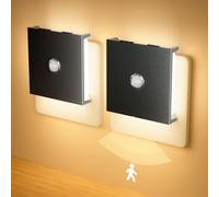 Feliigo Luce Notturna Bambini, 2PCS Luci Notturne, Dimmerabile Luce Notturna da Presa, Lucina Notte Bambini Sensore Movimento con Funzione Memoria, 2700K Bianco Caldo Luci Notturne da Presa-Nero